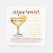 Serviette En Papier Corpse Reviver Cocktail Drink Recette Carte (Devant)