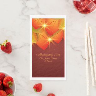 Serviette En Papier Correspondance Thankgiving Orange Leaf Nom Année P