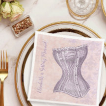 Corset victorien damassé violet rose de style vint