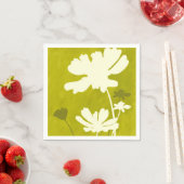 Serviette En Papier Cosmos Floral Silhouette Vert Lime Maison Été (En situation)