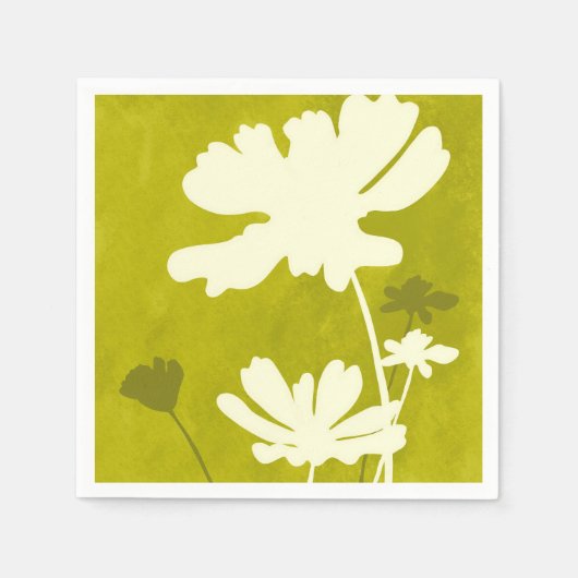 Serviette En Papier Cosmos Floral Silhouette Vert Lime Maison Été (Devant)