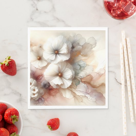 Serviette En Papier Cosmos floraux Abstraits éthérés (En situation)