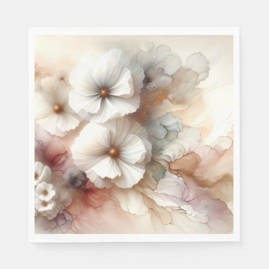 Serviette En Papier Cosmos floraux Abstraits éthérés (Devant)
