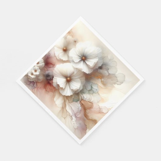 Serviette En Papier Cosmos floraux Abstraits éthérés (Coin)