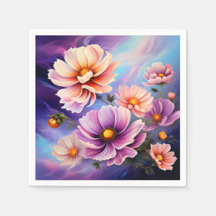 Serviette En Papier Cosmos floraux des nuages tourbillonnants sur viol