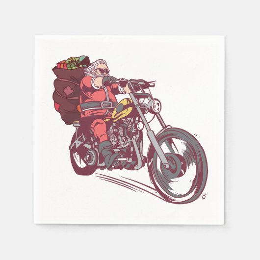 Serviette En Papier Costume de Noël père Noël Biker pour Invitatiatiat (Devant)