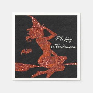 Serviette En Papier Costume de sorcière Halloween pailleté orange pour