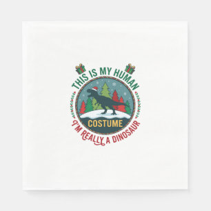 Serviette En Papier Costume Humain Dinosaure Noël Chapeau de Père Noël