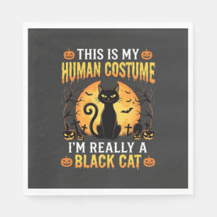 Serviette En Papier Costume humain Halloween Cimetière de chat noir