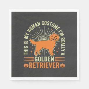 Serviette En Papier Costume Humain Halloween Retriever D'or Vintage D