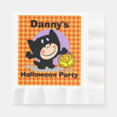 Serviette En Papier Costume LittleBoyin avec Citrouille OrangeGingham  (Devant)