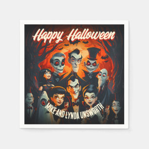 Serviette En Papier Costumes et cocktails Halloween vintage des années