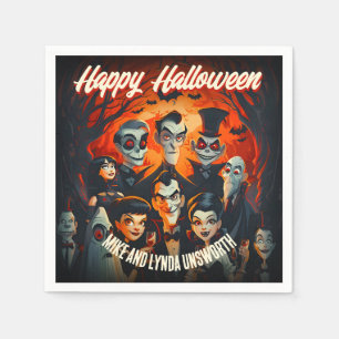 Serviette En Papier Costumes et cocktails vintages d'Halloween 1950