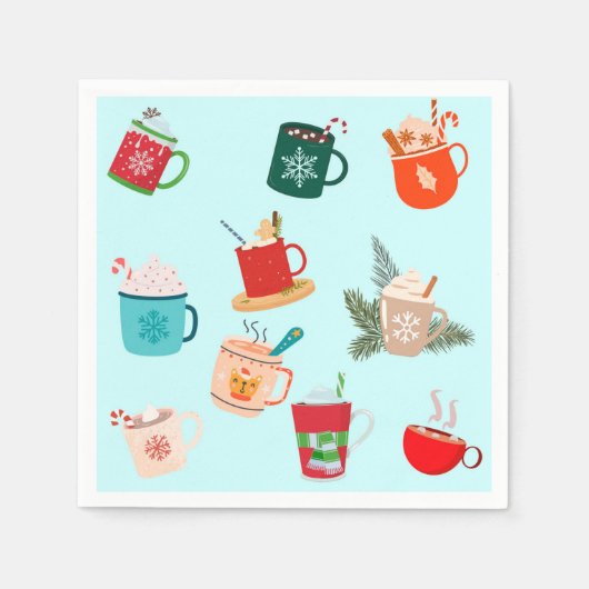 Serviette En Papier Cosy chocolat chaud latte d'hiver chocolat festif  (Devant)
