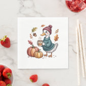 Serviette En Papier Cosy Citrouille Café Goose Fall Art (En situation)