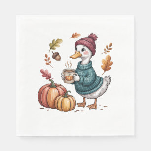 Serviette En Papier Cosy Citrouille Café Goose Fall Art