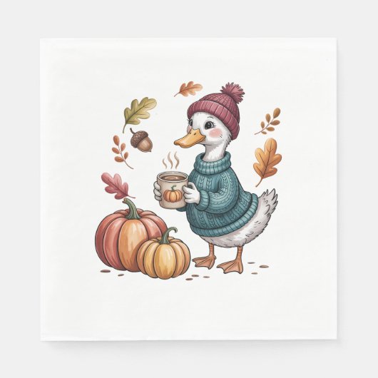 Serviette En Papier Cosy Citrouille Café Goose Fall Art (Devant)