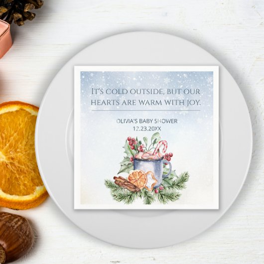 Serviette En Papier Cosy Coca chaud hiver Baby shower neigeux