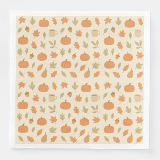 Serviette En Papier Cosy épice Citrouille Automne Motif sans couture (Devant)