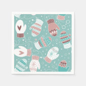 Serviette En Papier Cosy hiver Noël Mittens Motif à Mint (Devant)