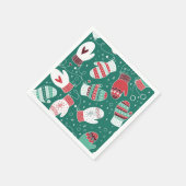 Serviette En Papier Cosy hiver Noël Mittens Motif en vert (Coin)