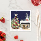 Serviette En Papier Cosy Noël Cabine vacances Scène Noël Design (En situation)