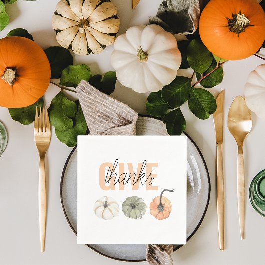 Serviette En Papier Cosy Pastel Donner Merci et Citrouille