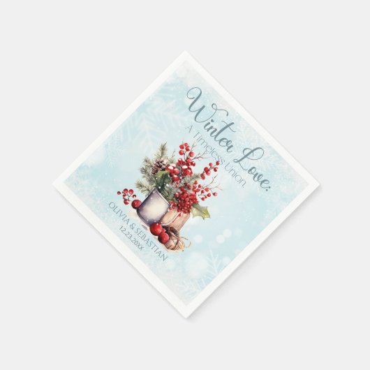 Serviette En Papier Cosy Winter Rowan bouquet Mariage (Coin)
