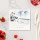 Serviette En Papier Côte Bali Beach Palm Tree Mariage d'aquarelle (En situation)