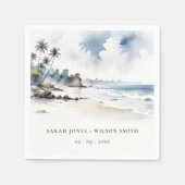 Serviette En Papier Côte Bali Beach Palm Tree Mariage d'aquarelle (Devant)