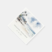 Serviette En Papier Côte Bali Beach Palm Tree Mariage d'aquarelle (Coin)