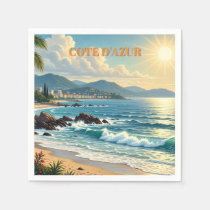 Serviette En Papier Cote D'Azur Style Vintage Voyage Français