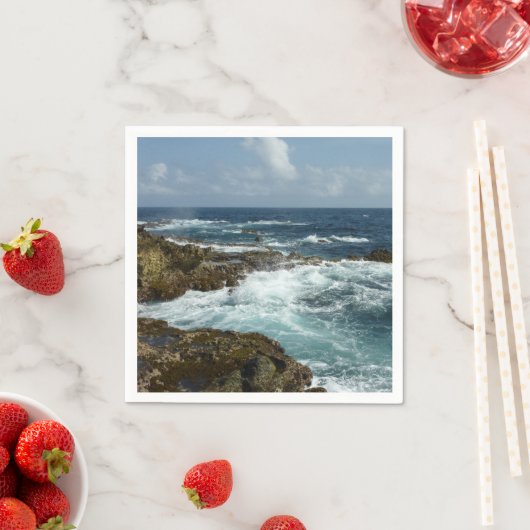 Serviette En Papier Côte rocheuse d'Aruba et océan bleu (En situation)