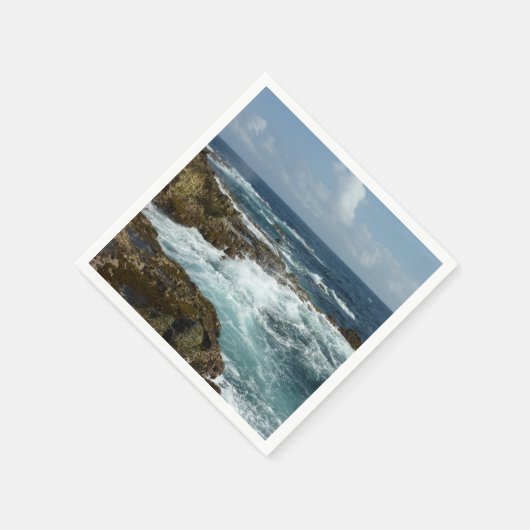 Serviette En Papier Côte rocheuse d'Aruba et océan bleu (Coin)