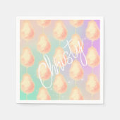 Serviette En Papier Coton bonbon étoile poussière pêche turquoise viol (Devant)