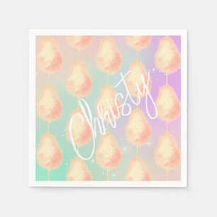 Serviette En Papier Coton bonbon étoile poussière pêche turquoise viol