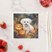 Serviette En Papier Coton De Tulear Halloween Avec Peur Citrouille (En situation)