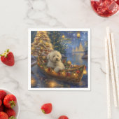 Serviette En Papier Coton De Tulear Noël Festive Voyage (En situation)