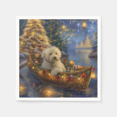 Serviette En Papier Coton De Tulear Noël Festive Voyage (Devant)