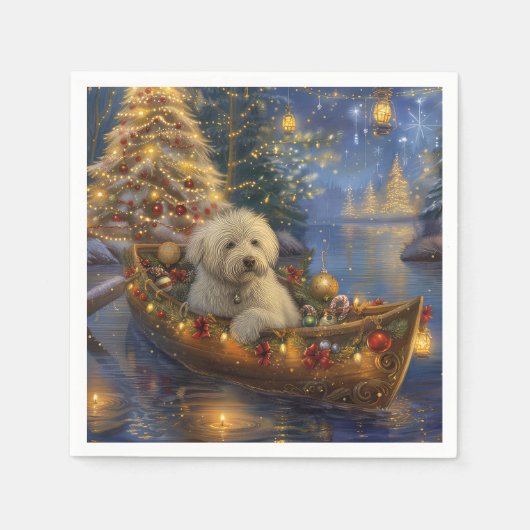 Serviette En Papier Coton De Tulear Noël Festive Voyage (Devant)
