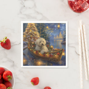 Serviette En Papier Coton De Tulear Voyage de Noël Festif
