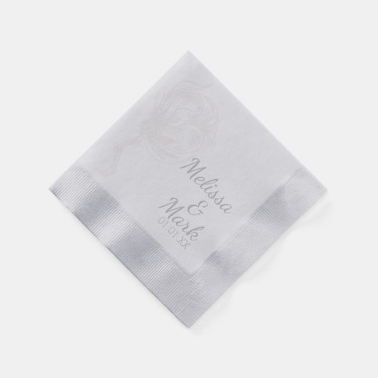 Serviette En Papier Coton Plante Botanographie Monogramme Argent (Coin)