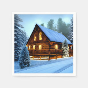 Serviette En Papier Cottage Country Northern Pine Cabine