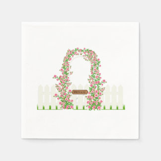 Serviette En Papier Cottage Garden Floral Arch & White Fence Custom 