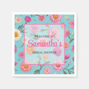 Serviette En Papier Cottage noyau floral blanc marguerites fleurs rose