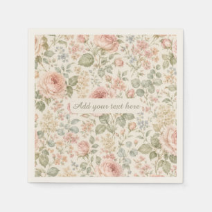 Serviette En Papier Cottagecore Rose Poussiéreuse Vert Sauge Floral Ja