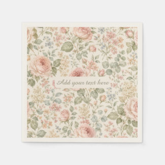 Serviette En Papier Cottagecore Rose Poussiéreuse Vert Sauge Floral Ja