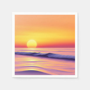 Serviette En Papier Coucher de soleil Abstrait sur un océan paisible