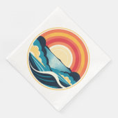 Serviette En Papier Coucher de soleil Art déco zen sur l'eau (Coin)