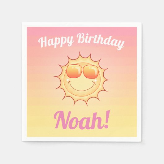 Serviette En Papier Coucher de soleil d'anniversaire personnalisé (Devant)